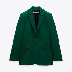 Apple Green Tailored Blazer With Flap Pockets Size M Bnwt Tailored Green Zara Blazer, Classic Green Zara Blazer, Elegant Green Zara Blazer, Pleated Blazer, Cut Blazer, Grey Suit Jacket, Zara Jacket, Cropped Blazer Jacket, Tan Blazer