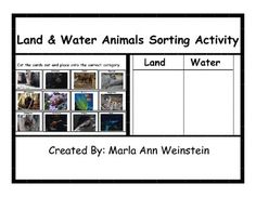 land and water animals sorting activity