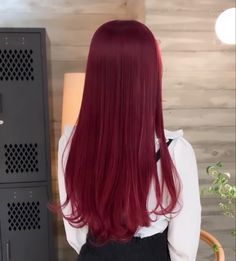 Raspberry Red Hair Color, Dark Red Pink Hair, Berry Red Hair Color, All Red Hair, Raspberry Red Hair, Blood Red Hair Color, Berry Red Hair, Red Hair Straight