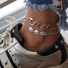 Elegant Anklet, Boho Waves, Leg Chain, Beach Anklets, Ankle Chain, Shell Bracelet, Jewelry Model, Foot Jewelry, Anklet Bracelet