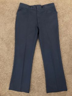 "Vintage Men's 80's Blue, Black, Striped, Straight Leg, Pants (W38) 711 These Men's Pants come in a blue polyester with a black striped design with zipper fly, four pockets and straight leg with a pressed seam. The pants are light weight and have stretch. 100% Polyester Made in USA *These pants are in excellent condition. *If shipped within the US, they will go Priority Mail for a quick delivery! Size: (W38 x L31 1/2) Waist: 38\" Inseam: 31 1/2\" (can let out another 2\") Rise: 13\" (front) 14\" Mens 80s, Polyester Pants, Pants Straight Leg, Shirt And Pants, Pants Straight, Quick Delivery, Mens Trousers, Stripes Design, Straight Leg Pants