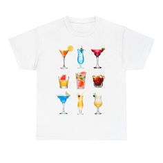 Cocktails Graphic T-shirt - printwithsky Popular Cocktails, Colorful Graphics, Cocktail Art, Custom Pet Portraits, Elevate Your Style, Infant Tees, Unisex Shirt, Happy Hour, Personalized Custom