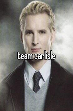 a man wearing a suit and tie with the words team carlisle in front of him