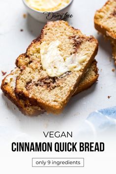 vegan cinnamon quick bread with cream cheese on top