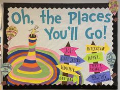 a bulletin board that says oh, the places you'll go