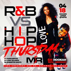 the flyer for r & b vs hip hop tour with two women in black outfits