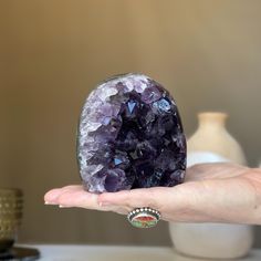 This large crystals amethyst cluster has the highest quality of the semi precious stones. It's a unique geode, it has beautiful jasper and agate formations at edges. Its vibrant deep purple color is characteristic of the geodes extracted from URUGUAY, one of the few places in the world where you can find. It was extracted respecting the strict standards of open-pit mining in our country that ensure the safe work. YOU WILL RECEIVE THE AMETHYST OF THE PICTURE! ✧ MEASURES: Height: 4 in, Width: 3 in Large Amethyst Geodes As Gifts, Large Amethyst Geode Stone As A Gift, Large Amethyst Geode As Gift, Purple Large Stone Geode As Gift, Large Purple Geode Stone As Gift, Third Eye Chakra Stones, Open Pit, Crystals Amethyst, Deep Purple Color