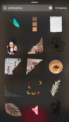 an iphone screen with different types of paper and flowers on the bottom right hand corner