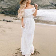 Women's Off The Shoulder Floral Lace Maxi Dress White Bridesmaid Wedding Party Maternity Photoshoot Long Dresses Fits True To Size New Summer Sleeveless Mother Of The Bride Dress, Summer Lace Dress For Bridal Shower, Spring Wedding Off-shoulder Lace Dress, Off-shoulder Lace Dress For Spring Wedding, Summer Bridesmaid Floor-length Wedding Dress, Off-shoulder Lace Wedding Dress For Spring, Summer Floor-length Bridesmaid Wedding Dress, White Sleeveless Dress For Destination Wedding, Summer Wedding Floor-length Bridesmaid Dress