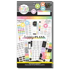 the happy planner stickers are shown on a white background