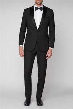 Black Tuxedo For Men, Mens Tux, Groom Suit Black, Black Tie Dress Code, Black And White Suit