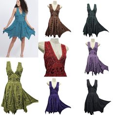 #ad Great shopping ideas for Handkerchief Hem Short Dress Pixie Embroidered Neckline One Size 10/12 12 14 16, Fashion Women's Dresses Dress Aesthetic, Embroidered Neckline, Handkerchief Hem, Color Run, Shopping Ideas, Silk Thread, Wide Straps, Short Dress