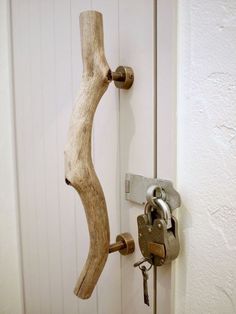 the door handle is made out of wood