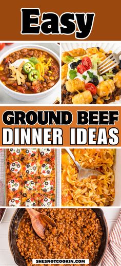 easy ground beef dinner ideas with text overlay