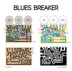 four different types of blue and green electrical circuit boards with the words blues breaker on them