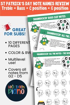 the st patrick's day note names review game