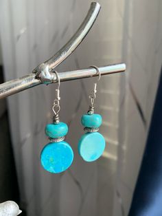 Hypoallergenic Handmade Turquoise Casual Earrings, Casual Round Hypoallergenic Earrings, Casual Hypoallergenic Round Earrings, Casual Nickel-free Turquoise Jewelry, Casual Hypoallergenic Earrings, Casual Turquoise Dangle Earrings, Casual Turquoise Nickel-free Jewelry, Western Jewelry, Diy Schmuck