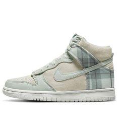 (GS) Nike Dunk High SE 'Mint Plaid' DV1724-100 (SNKR/Retro/Skate/Casual) Nike Shoes Women Fashion, Air Jordan 1 Mid Se, Tenis Nike, Jordan 11 Retro Low, Nike Models, Nike Dunk High, Dunk High, Green Style, Jordan 11 Retro