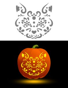 a pumpkin with an image of a cat's head carved into the shape of a pumpkin