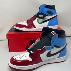 Aj1 Retro High Og Fearless Size 10.5 Style# Ck5666-100 New In Original Box Never Been Worn Blue Custom High-top Sneakers With Red Sole, Blue High-top Custom Sneakers With Red Sole, Custom Blue High-top Sneakers With Red Sole, High-top Blue Basketball Shoes With Red Sole, White Sole High-top Jordan Shoes With Branded Heel Counter, Nike Vapormax Plus, Kevin Durant Shoes, Nike Sb Stefan Janoski, Nike Air Max 2090