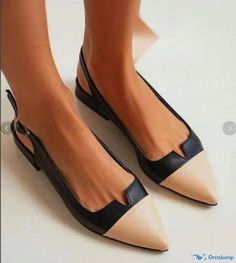 Orcajump - Color-Block, Pointed-Toe, Flat Single Shoes with Low Heels Rough Heels, Shoe Sole, Elegant Shoes, Spring 2024, Shoes Shoes, Black Heels, Low Heels, Things To Buy, Color Block