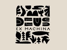 the words deus ex machina written in black ink on a beige paper background