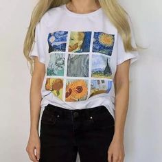 Boogzel Apparel, Grunge Shirt, Hipster Grunge, Stylish Art, Van Gogh Paintings, Moda Vintage, Mode Vintage, Vincent Van Gogh, Summer Tops