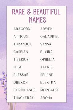 Printable List of Rare and Beautiful Names Rare Names, Meaningful Names, Beautiful Names, Rare Gems, Something Special, A Child, Gems