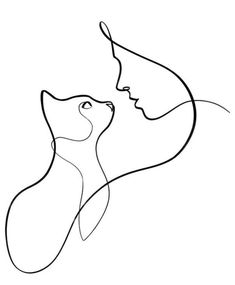 one line drawing of two women facing each other