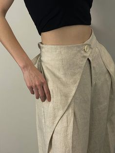 Casual Plain Regular Fit Linen Pants | stylewe Fitted Linen Pants, Pleated Wide Leg Pants, White Wide Leg Pants, Linen Blend Pants, England Fashion, Wide Leg Linen Pants, Pantalon Large, Linen Trousers, Ankle Length Pants