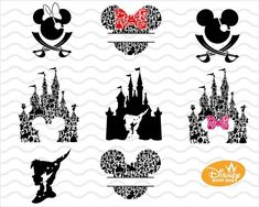 disney castle silhouettes with different designs