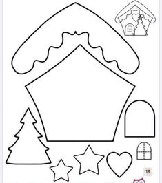 a cut out of a house with trees and stars