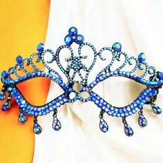 Durable Quality: This Crystal Masquerade Mask Is Made Of High-Quality Alloy And Rhinestone Diamond. They Are Manual Workmanship, Very Comfortable To Wear. Elegant Design: The Masquerade Mask Is Encrusted Shinny Diamond Rhinestone And Crystal. The Intricate And Delicate Are Very Glamorous, Elegant And Luxury. Princess Style: You Will Be The Center Of Attraction At Party When You Wear The Princess Style Fancy Mask. Various Occasion: The Masks Are Perfect For Masquerade Party, Festivals, Carnival T Luxury Carnival Eye Mask For Masquerade, Blue Eye Mask For Carnival Masquerade, Masquerade Mask Blue Silver, Carnival Eye Mask With Rhinestones, Luxury Mardi Gras Mask, Teen Halloween, Face Mask Set, Carnival Themed Party, Mardi Gras Mask