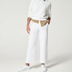 This super-soft cropped wide leg pant is the perfect addition to your wardrobe. With a pull-on design and hidden tummy shaping. these comfy pants flatter all over. 4-way stretch. buttery-soft twill fabric for ultimate comfort and smoothing Pull-on design for a completely smooth front. Functional front and back pockets Hidden tummy shaping Inseams: Petite 24â€?(recommended for 5'4â€?and under). Regular 26.5". Tall 29" (recommended for 5'9â€?and above) Body: 55% Cotton. 29% Rayon. 13% Polyester. 3 Comfy Jumpsuits, Cropped Wide Leg Pants, Comfortable Pants, Black Bathing Suits, Strapless Bandeau, Comfy Pants, Style Tops, Black Swimwear, High Waist Bottoms