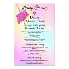 a cleaning business card with the words luxury cleaning by dimee on it's back