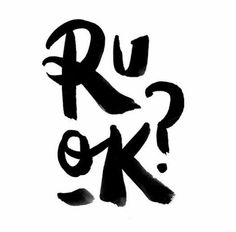 the word ru ok written in black ink