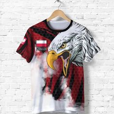 Poland T Shirt Polish White Eagle Powerful White Jersey T-shirt With All Over Print, Sports Jersey T-shirt With All Over Print, Printed Short Sleeve T-shirt For Sports Events, Sublimation Print Jersey T-shirt For Streetwear, Jersey T-shirt With Sublimation Print For Streetwear, Graphic Jersey T-shirt For Streetwear, Sports Short Sleeve Sublimation Printed Shirt, Short Sleeve Sports Sublimation Design Shirt, Short Sleeve Sports Sublimation Printed Shirt