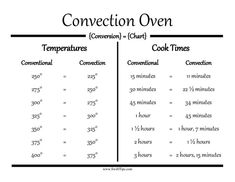 a table with two different types of ovens and the words convection oven on it