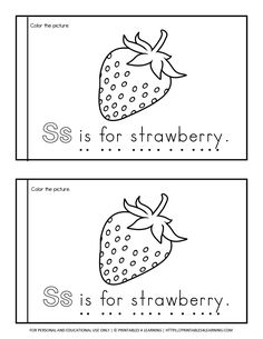 two worksheets with the words s is for strawberry and s is for strawberries