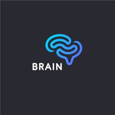 the logo for brain is shown in blue and white