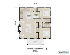 the ground plan for a two bedroom house