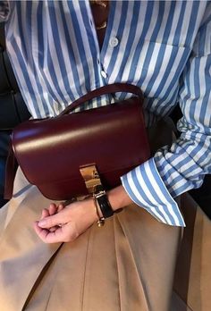 Celine Box Bag, Shirt Ootd, Celine Box, Burgundy Bag, Ootd Outfits, Tres Chic, Style Crush, 가을 패션