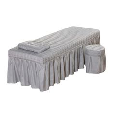 Description: Set of excellent bed cover with pillowcase and stool cover. Featured with polyester, and comfortable filling. Designed with face breath hole and side pocket for cellphone. It is convenient to wash or dry to keep a sanitary situation. Widely used for beauty salon, massage table, hotel, cosmetic bed,, etc. Specification: Materials: Polyester Bed cover(LxW): approx. 190x80cm/75x32inch, 50cm/20inch Drop Pillow case(LxW): approx. 50x30cm/20x12inch Stool cover(Dia.xH): approx. 35x45cm/14x Bed Valance, Massage Bed, Table Bed, Stool Covers, Massage Table, Spa Room, Bed Skirt, Cover Gray, Mattress Covers