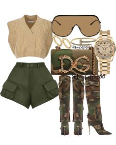 Camo Boots Outfit, Magic Hour Tour Outfits, Green And Brown Outfits, Baddies Outfit Ideas, Baddies Outfit, Bad And Boujee Outfits, Shein Finds, Vacation Clothing, Toy Boy