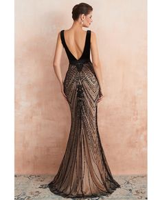 Buy Low Back Tight Mermaid Black Long Formal Dress With Beading at wholesale price online. High quality custom-made service pro since 2009. Sequin Mermaid Dress, Mermaid Prom Dresses Lace, Lovely Partner, Luxurious Dresses, Prom Dresses Long Mermaid, Evening Dresses Online, Evening Party Gowns, Makijaż Smokey Eye, Black Prom