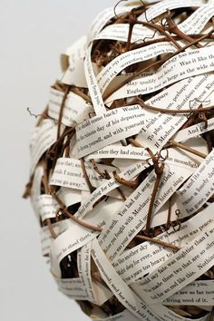 a ball of paper with words on it