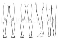 the legs and feet of a woman with long legs, drawn in pencil on white paper