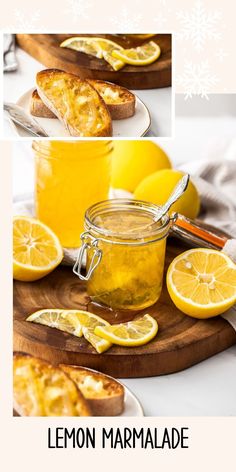 lemon marmalade with sliced lemons on a cutting board