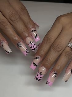 Spring Almond Nails, How To Be Pretty, Pink Halloween Nails, Witch Nails, Spring Acrylic Nails, October Nails