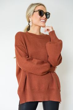 This "Winslow Sweater" is an essential for fall. The slouchy shape features dropped shoulders, side vents, and ribbed edges. Blue Door, Fashion Mistakes, Style Mistakes, Boutique Clothing, Drop Shoulder, Cute Dresses, Cinnamon, Boutique, Dresses